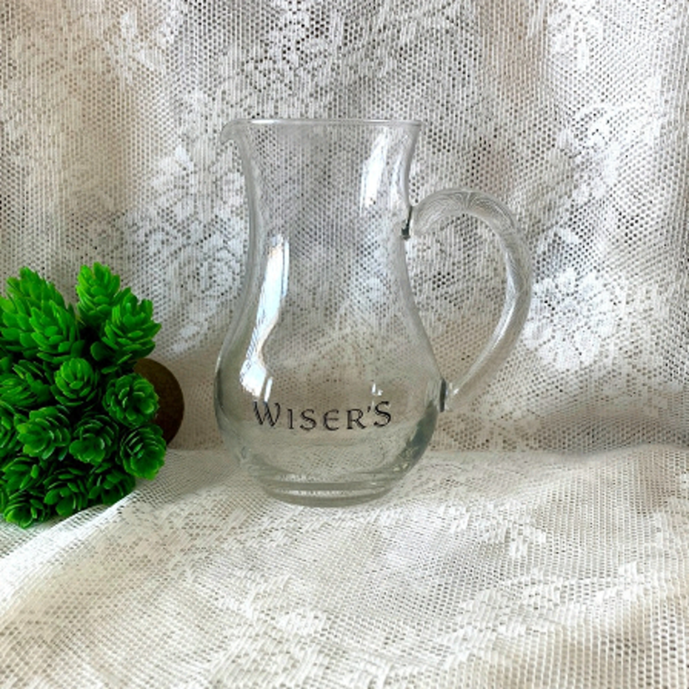 Gift for the Whiskey Drinker- Vintage Glass Wiser's Canadian Whiskey Pitcher